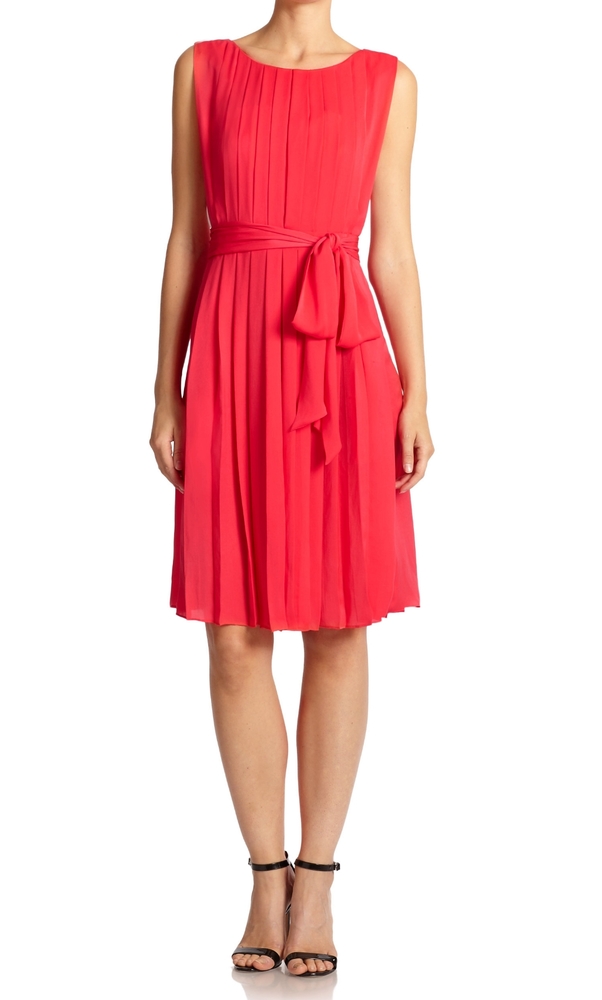 L'Agence Red Pleated Dress